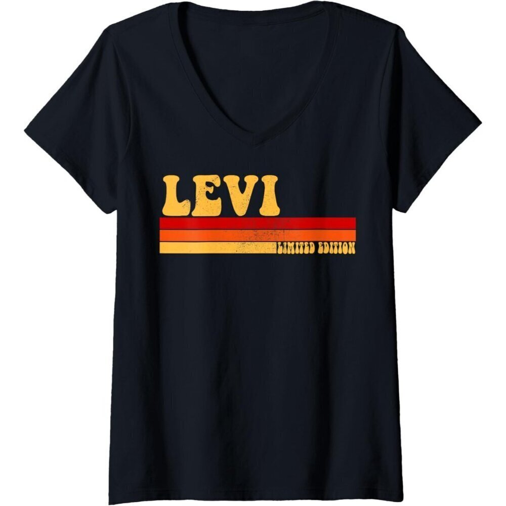 Womens LEVI Name Personalized Idea Men Retro Vintage LEVI V-Neck T-Shirt
